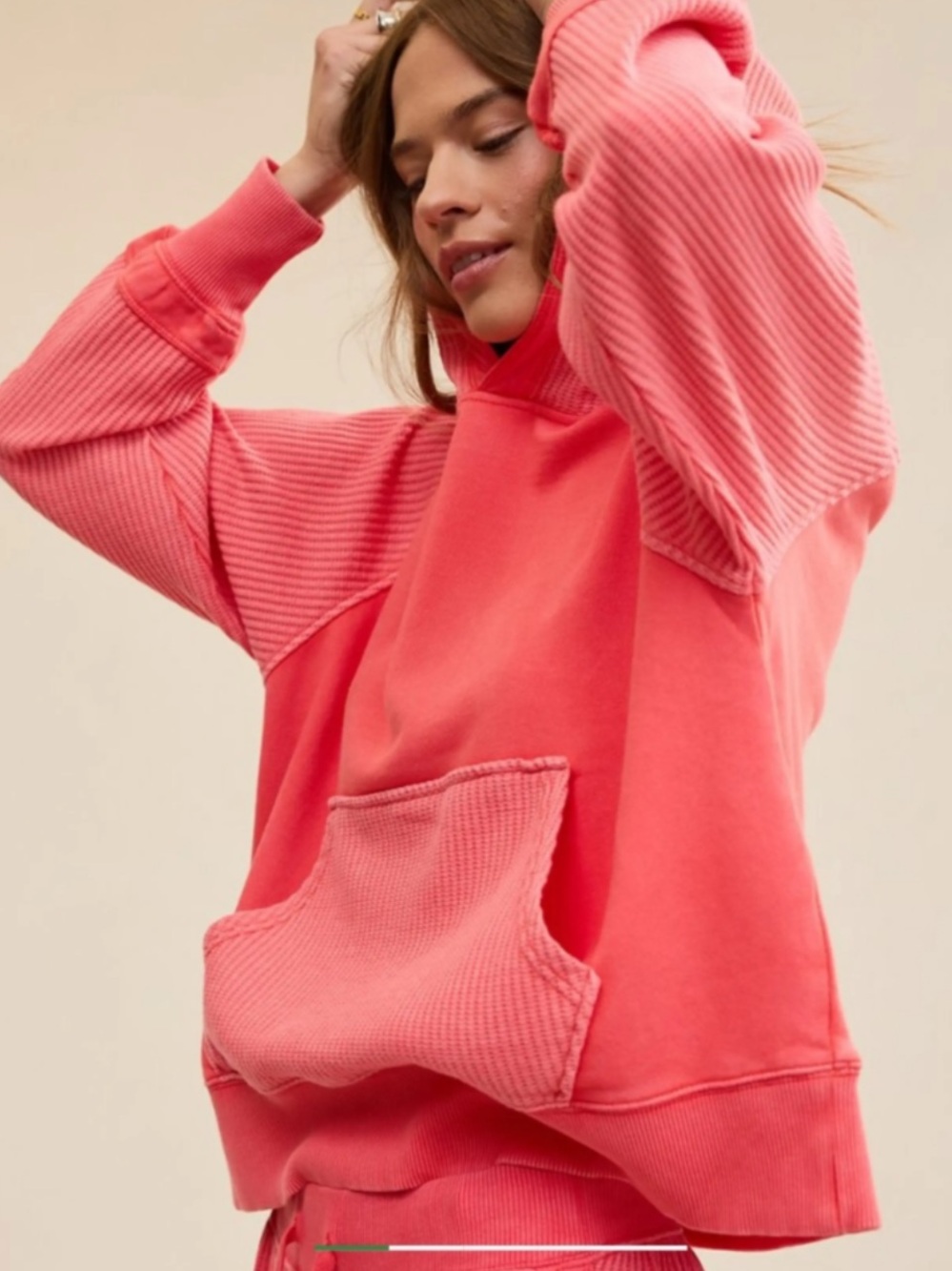 aerie Coral Pink Pullover Hoodie Sweatshirt